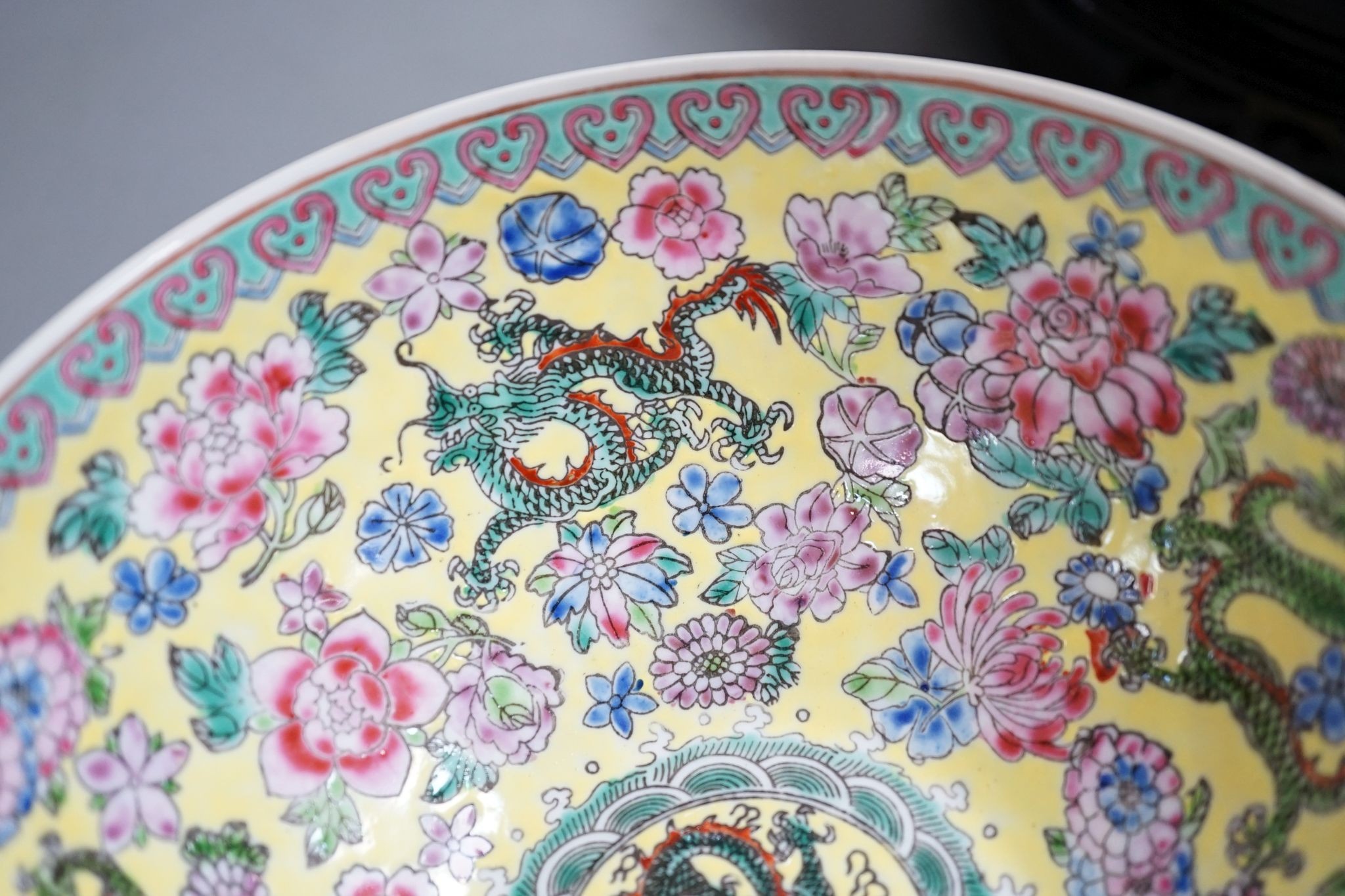 A Chinese cloisonne enamel box and cover, wood stand and a boxed eggshell porcelain bowl